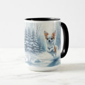 Chihuahua Christmas Snow Coffee Mok (Voorkant rechts)