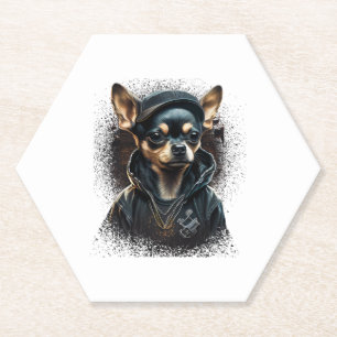 Chihuahua Cool Dog Rap Hip-Hop Gangster Kartonnen Onderzetters