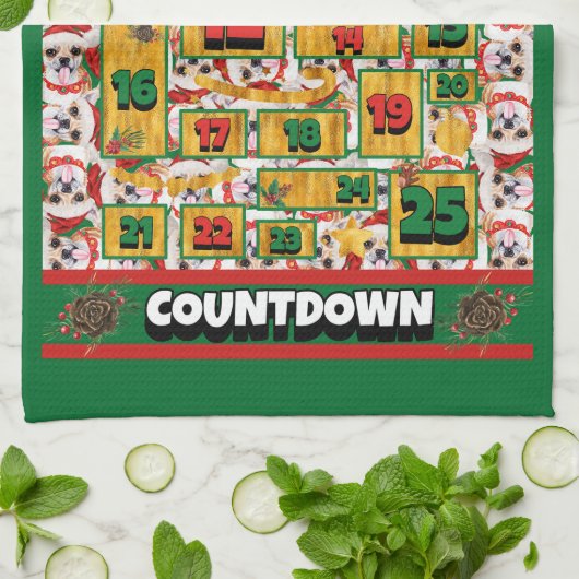 Chihuahua Countdown Kerstmis Advent Calendar Dog Theedoek (Gevouwen)