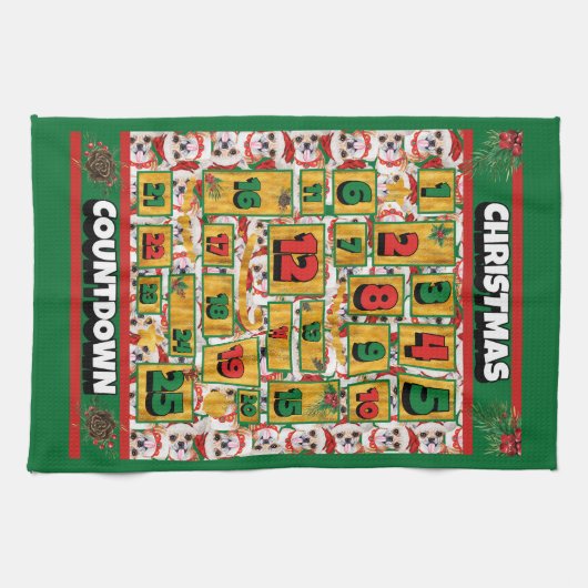 Chihuahua Countdown Kerstmis Advent Calendar Dog Theedoek (Horizontaal)