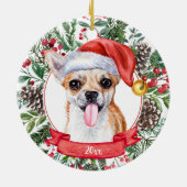 Chihuahua Custom Chien Santa Hat Noël Ornement (Dos)
