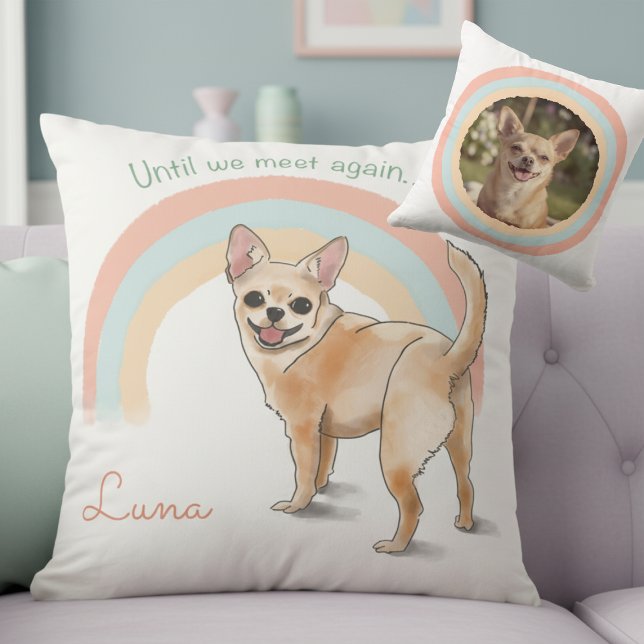 Chihuahua Custom Pillow – Rainbow Bridge Memorial  Kussen (Creator heeft geüpload)