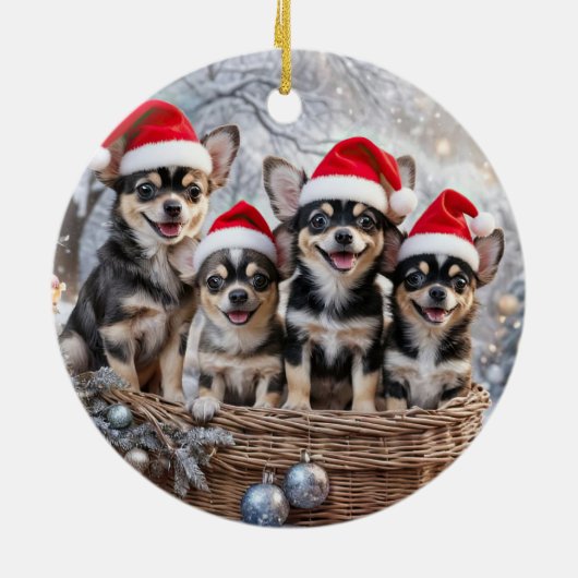 Chihuahua Cute Christmas Holiday Keramisch Ornament (Achterkant)