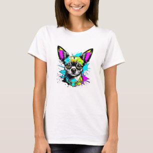 Chihuahua Cyberpunk stijl Art Hondenliefhebber T-shirt