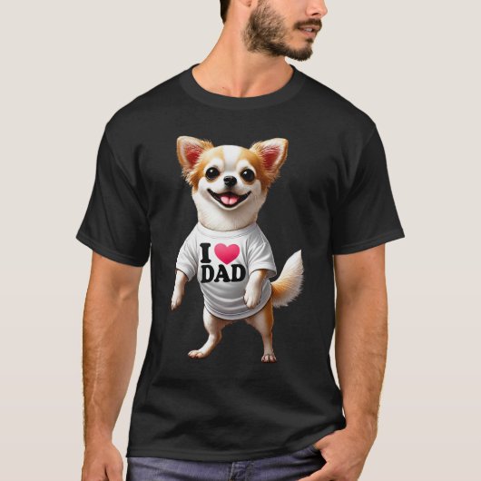 Chihuahua Dad I Love Dad Chihuahua Lover T-shirt (Voorkant)