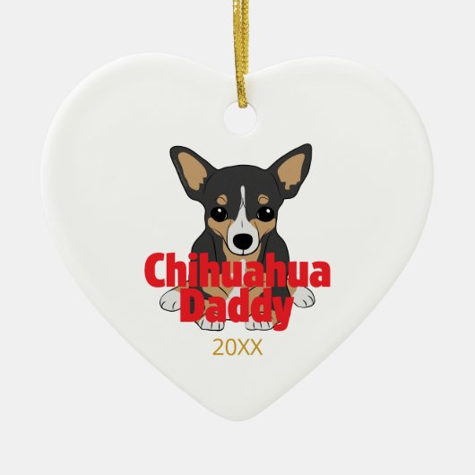 Chihuahua Daddy Black Tan Dog Datum Keramisch Ornament (Voorkant)