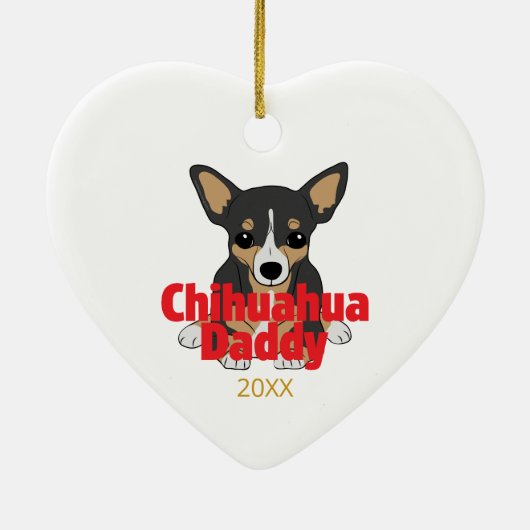 Chihuahua Daddy Black Tan Dog Datum Keramisch Ornament (Achterkant)