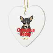 Chihuahua Daddy Black Tan Dog Datum Keramisch Ornament (Links)