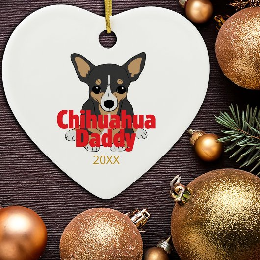Chihuahua Daddy Black Tan Dog Datum Keramisch Ornament