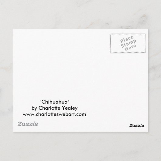"Chihuahua" Dog Art Briefkaart (Achterkant)