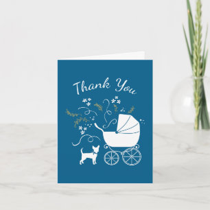 Chihuahua Dog Baby shower Blue Boy Bedankkaart