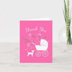 Chihuahua Dog Baby shower Pink Girl Bedankkaart