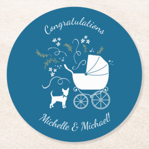 Chihuahua Dog Baby shower Ronde Kartonnen Onderzetter