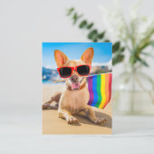 Chihuahua Dog bij het strand Briefkaart (Staand voorkant)