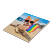 Chihuahua Dog bij het strand Tegeltje (Zijkant)