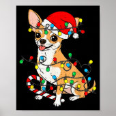 Chihuahua Dog Christmas Lights Santa Xmas Pet Dog Poster (Voorkant)