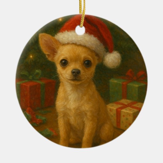 Chihuahua Dog Christmas Ornament (Voorkant)