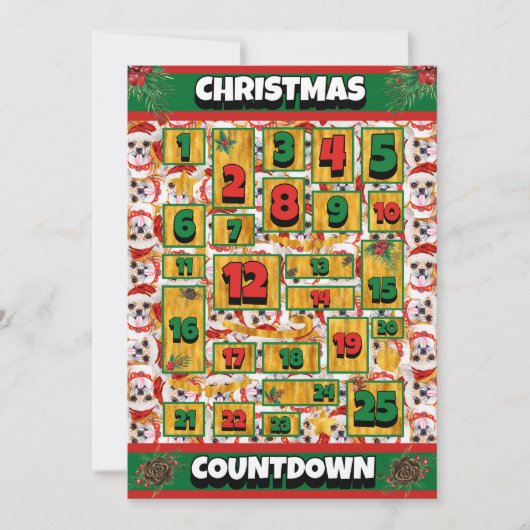 Chihuahua Dog Countdown Kerstmis Advent Calendar Feestdagenkaart (Voorkant)