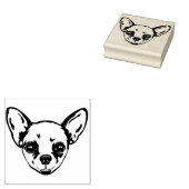 Chihuahua Dog Face Silhouette Rubberstempel (Gestempeld)