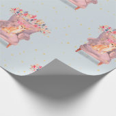 Chihuahua Dog Floral Pink Blue Gold Spots Cadeaupapier (Hoek)