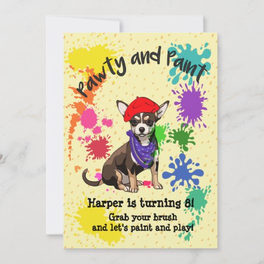 Chihuahua Dog Fun Art Verjaardagsfeest Uitnodiging (Voorkant)