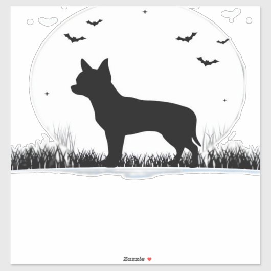 Chihuahua Dog � Halloween Moon Silhouette Classic Sticker (Vel)