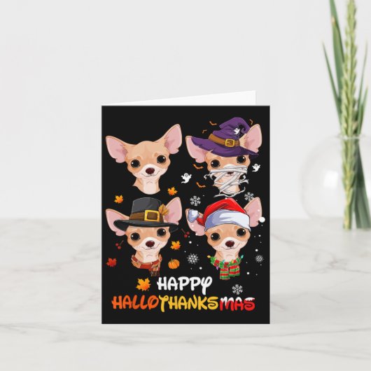 Chihuahua Dog Halloween Thanksgivin Kaart (Voorkant)