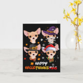 Chihuahua Dog Halloween Thanksgivin Kaart (Gele Bloem)