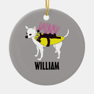 Chihuahua Dog in een gepersonaliseerd Coyote Jacke Keramisch Ornament