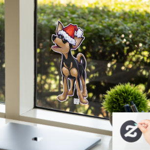 Chihuahua Dog in een Santa Hat Window Cling Raamsticker