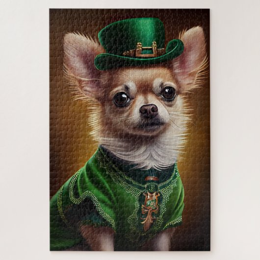 Chihuahua Dog in St. Patrick's Day Dress Legpuzzel (Verticaal)