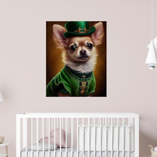 Chihuahua Dog in St. Patrick's Day Dress Poster (Kinderkamer 2)