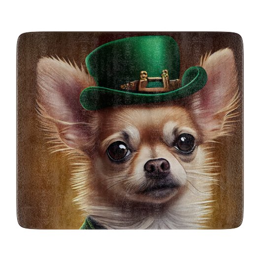 Chihuahua Dog in St. Patrick's Day Dress Snijplank (Voorkant)