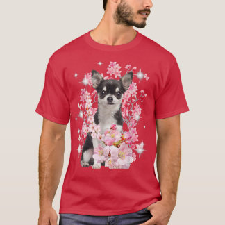 Chihuahua Dog Japanse Cherry Blossom Sakura Flowe T-shirt