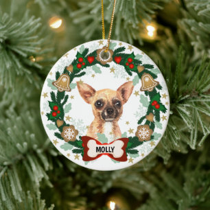 Chihuahua Dog Kerstmis Cute Dog Cookie Wreath Keramisch Ornament