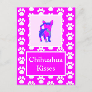 Chihuahua Dog Kisses Silhouette in Cute P&B Briefkaart