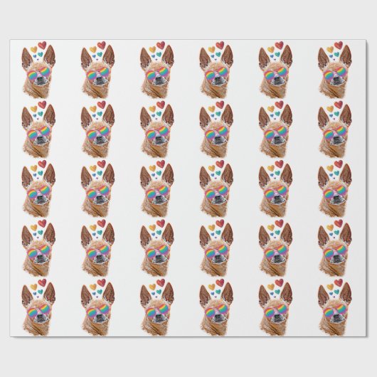 Chihuahua Dog met harten Valentijnsdag Cadeaupapier (Vlak)