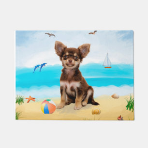 Chihuahua Dog op strand Deurmat