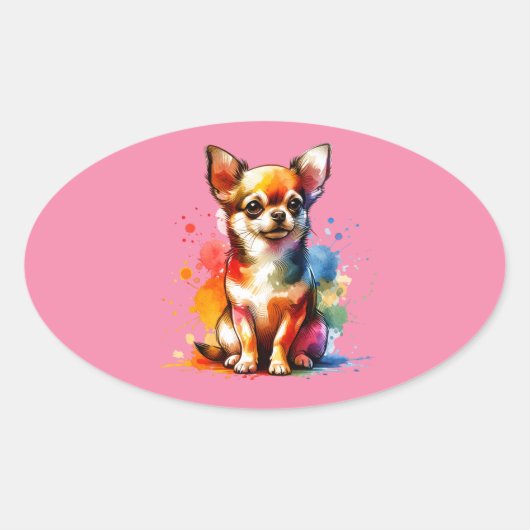 Chihuahua Dog Ovale Sticker (Voorkant)