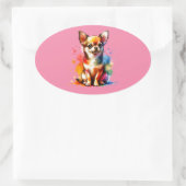 Chihuahua Dog Ovale Sticker (Tas)