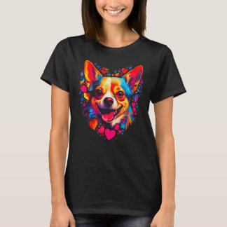Chihuahua Dog Pink Red Heart T-shirt