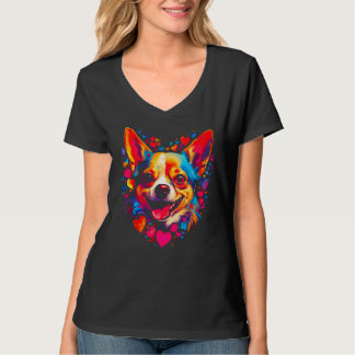 Chihuahua Dog Pink Red Heart T-shirt