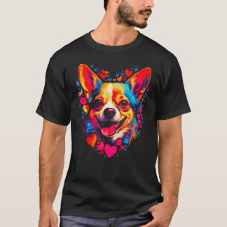 Chihuahua Dog Pink Red Heart T-shirt