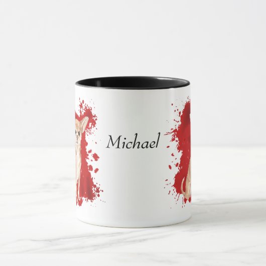 Chihuahua Dog Red Abstract Mok (Midden)