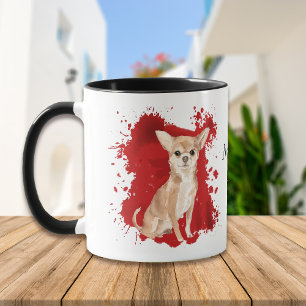 Chihuahua Dog Red Abstract Mok