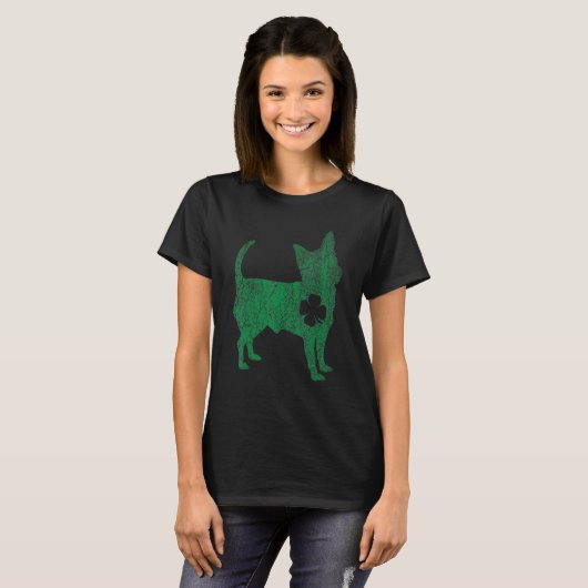 Chihuahua Dog Shamrock St Patrick's Day Saint Padd T-shirt (Voorkant volledig)