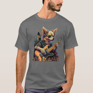 Chihuahua dog Speeling Electric Guitar Rock T-shirt