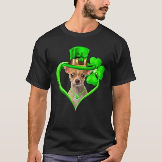 Chihuahua Dog St Patricks Day Lover Irish Shamrock T-shirt (Voorkant)