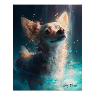 Chihuahua dog swimming in water 005 perfect poster