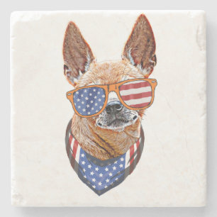 Chihuahua Dog USA American Independence 4 juli Stenen Onderzetter